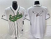 Men's Philadelphia Eagles White Gold Team Big Logo Cool Base Stitched Baseball Jersey,baseball caps,new era cap wholesale,wholesale hats